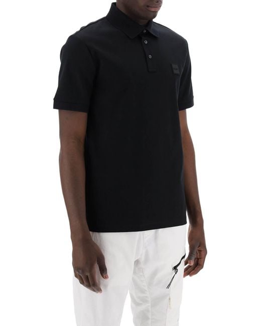 Boss Cotton Trikot -Polo -Hemd in Black für Herren