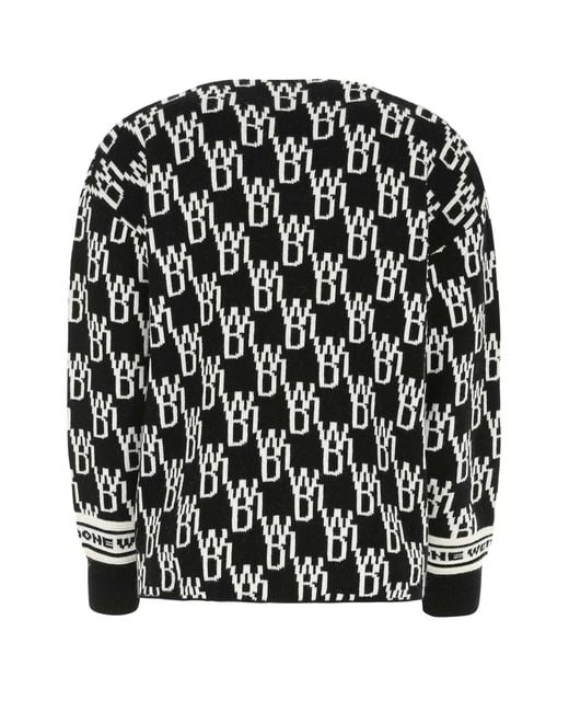 we11done Black Monogram V-Neck Cardigan for men