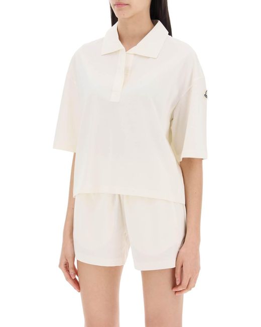 Moncler Polo Shirt Met Poplin -inserts in het White