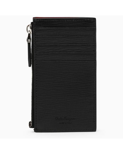 Ferragamo Men's Black Leather Card Case - Wallets