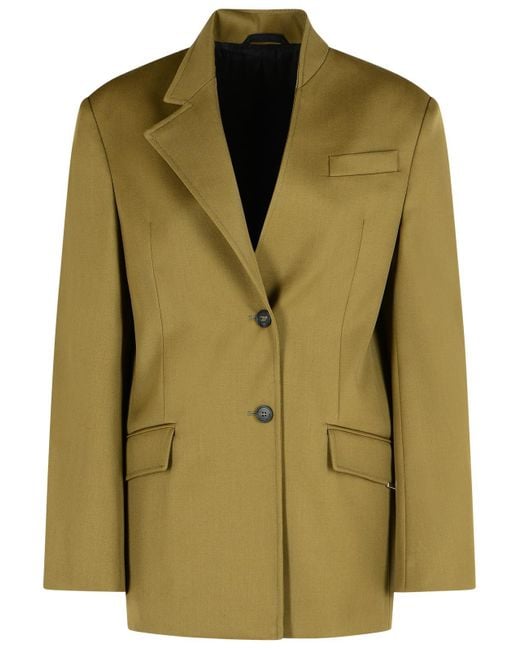 Blazer Di Lana Vergine Verde Attico di The Attico in Green
