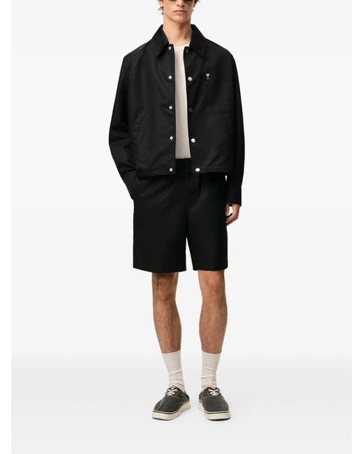 AMI Black Polyamide Elastic Waist Shorts Adc