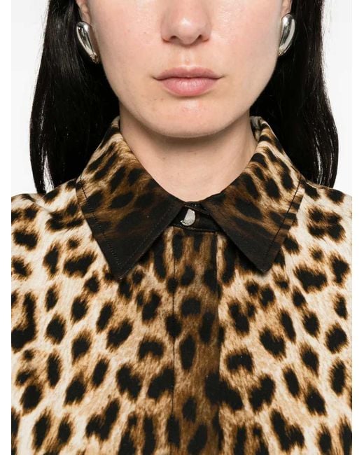 Sportmax White Lonza Short Dress With Animal Print