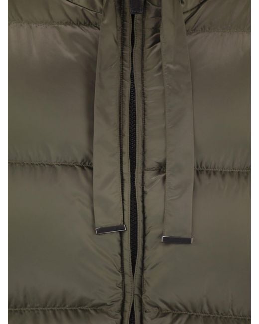 Max Mara Seia Drip Proof Canvas Down Jacket in het Green