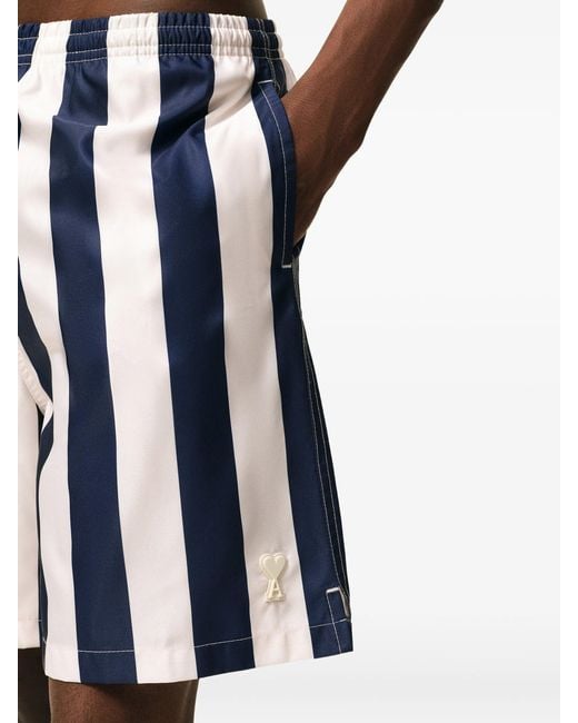 AMI Blue Long Stripes Swimsuit