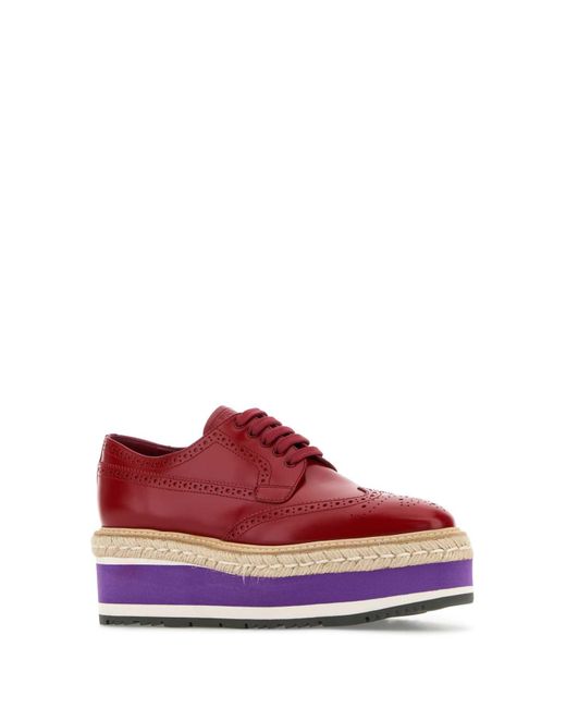 Prada Red Leather Lace-Up Shoes
