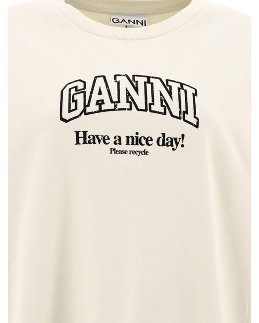 Ganni White "Hab einen schönen Tag" Sweatshirt