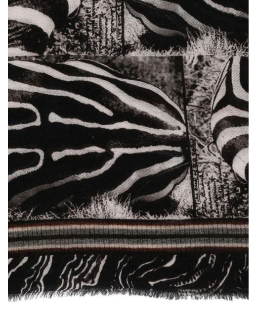 Faliero Sarti Black Zebra Wool And Cashmere Stole