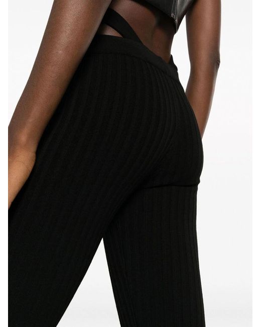 ANDREADAMO Andreadamo Geribbelde Gebreide Flare Broek in het Black