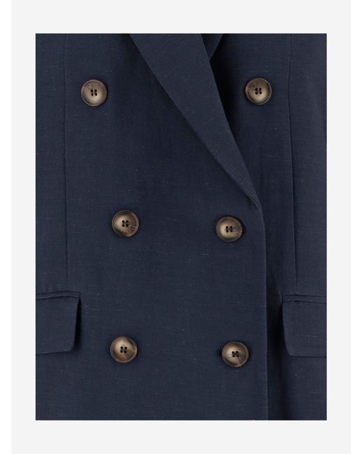 F.it Blue Zweireihige Jacke aus Viskose und Leinen
