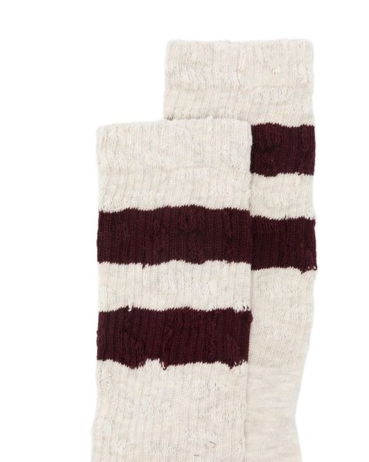 Golden Goose Deluxe Brand White Socks High Rib/Stripes/Ripped
