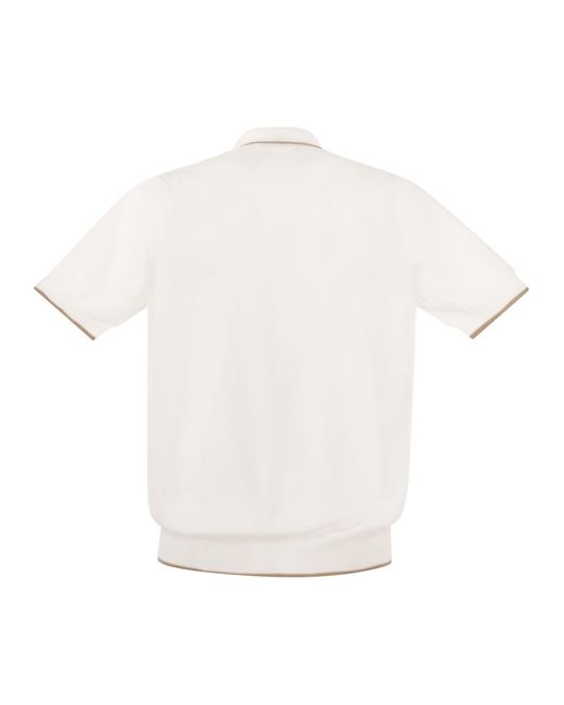 Cotton Polo Shirt di Peserico in White da Uomo