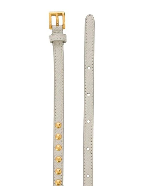 Prada White Studded Buckle Belt
