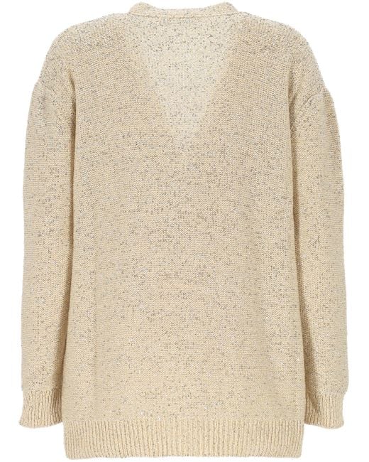 Fabiana Filippi Natural Beige gegen Nackenpullover mit Knopf vorne