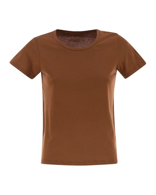 Majestic Brown Crew Neck Short Sleeved Cotton T Shirt