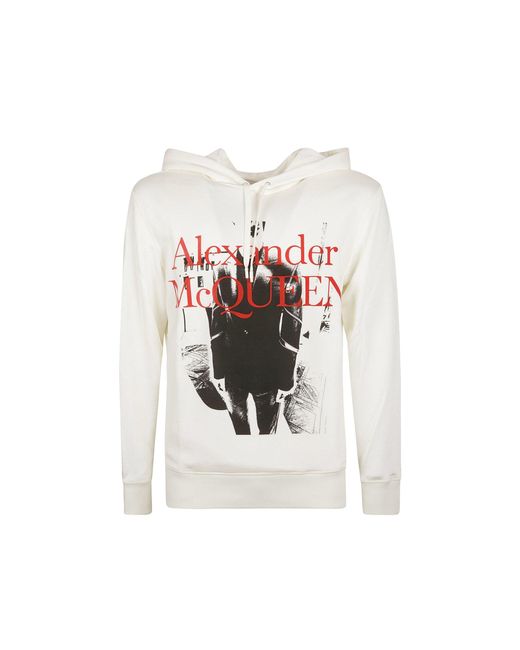 Alexander McQueen Hoodie Logo Sweatshirt in het White voor heren