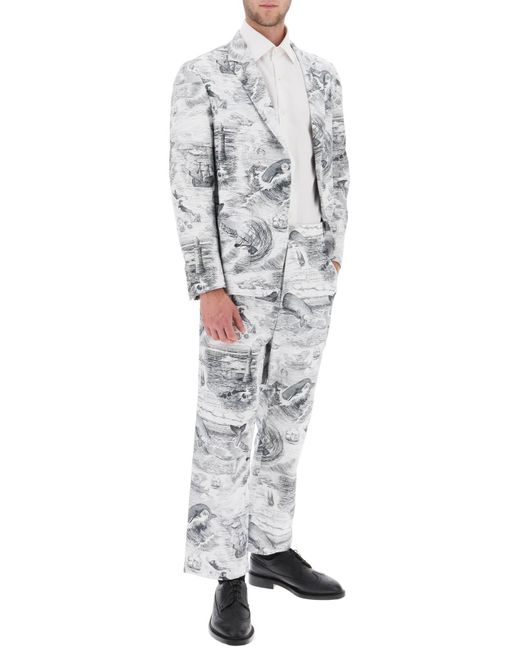 Cropped Hosen mit 'nautisch toile' Motiv Thom Browne pour homme en coloris Gray