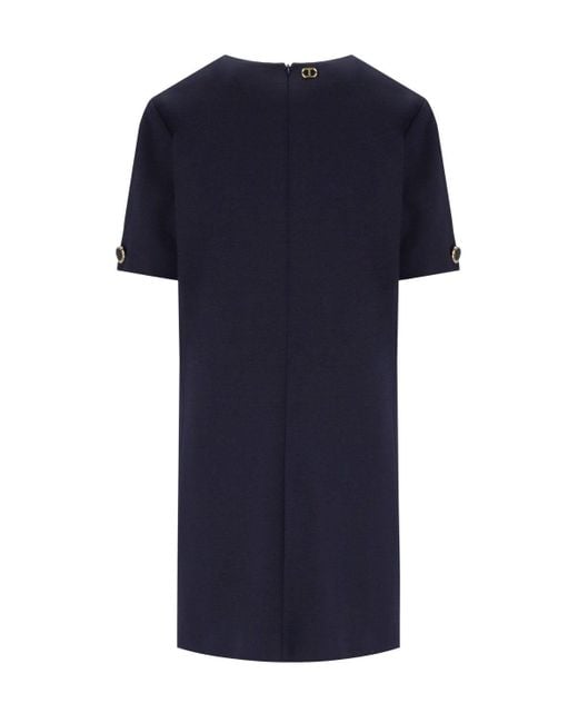 Twinset Blue Dress With Jewel Buttons