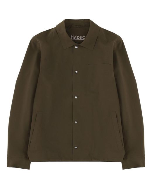 Herno Green Overshirt With Pocket for men