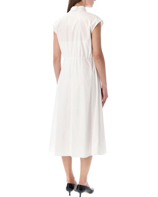 Valentino Garavani White Elegant Midi Dress With Embroidered Bodice And Cinched Waist