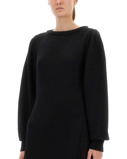 Lemaire Black Solid Round Neck Sweater