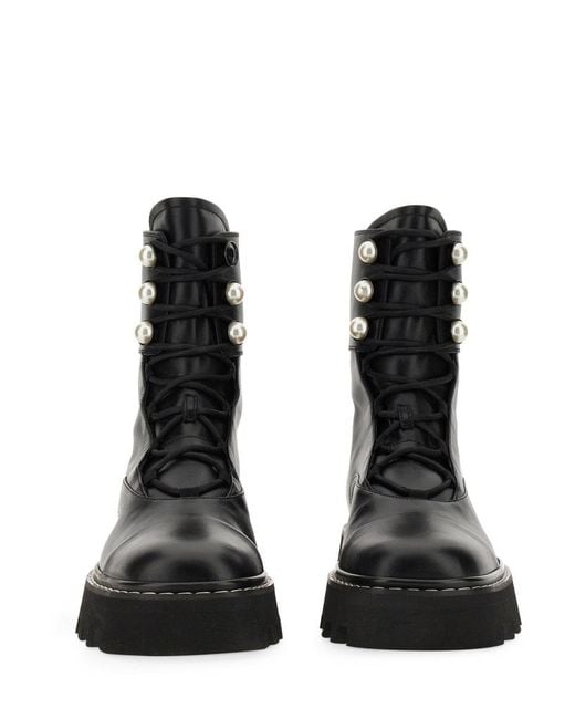 Nicholas Kirkwood Black Pearlogy Combat Boots