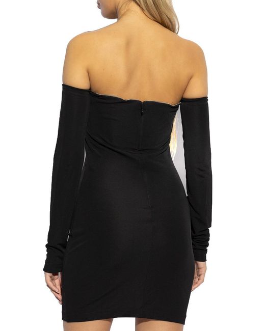 DSquared² Black Off-Shoulder Mini Dress