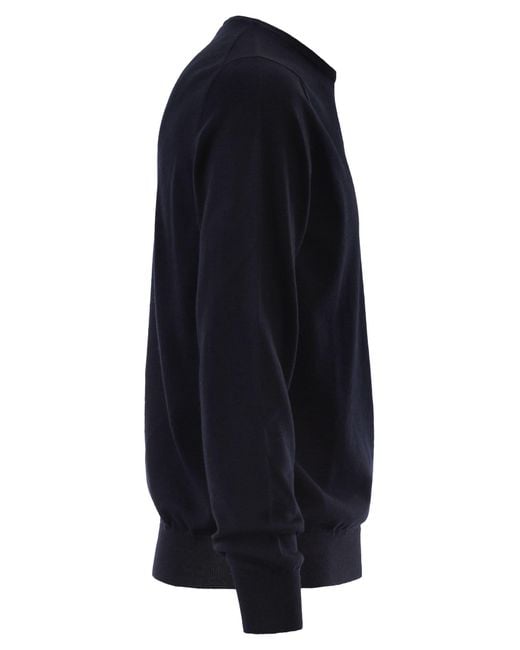Kiton Blue Long-Sleeved Wool Crew Neck Jumper for men