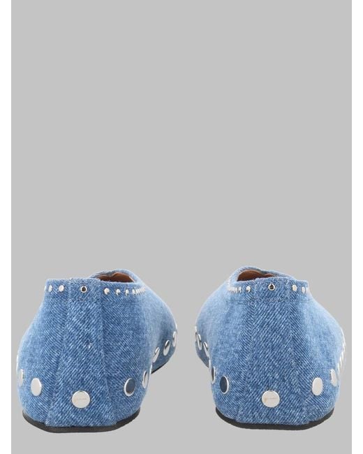 Ganni Blue Organic Cotton Flats For