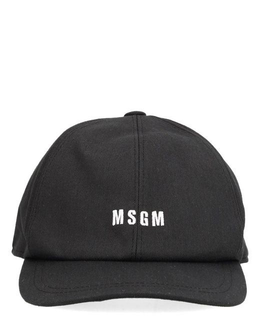 MSGM Black Baseball Cap for men
