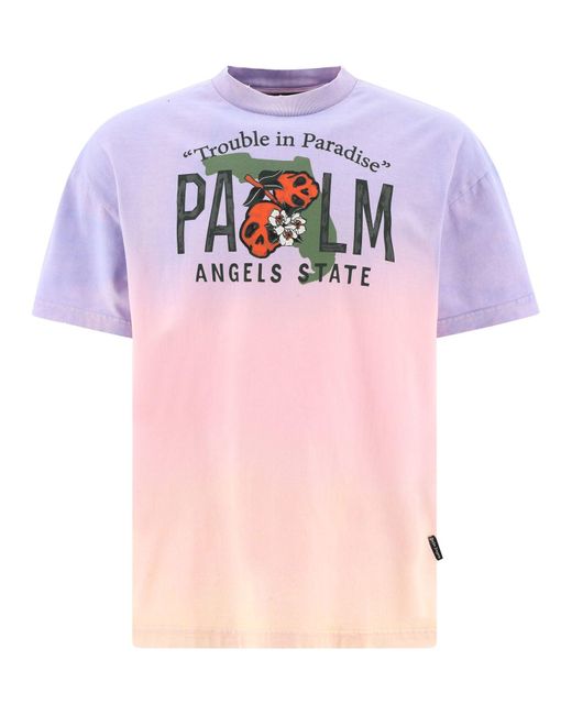 Beeinträchtigen Probleme im Paradise T -Shirt di Palm Angels in Pink da Uomo