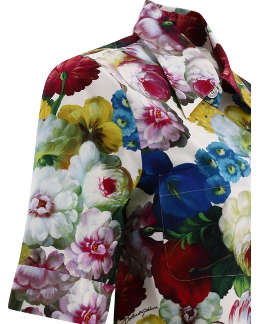 Dolce & Gabbana Multicolor Hemd mit nächtlichem Blütendruck