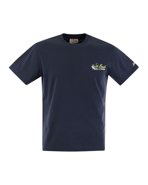 Mc2 Saint Barth T -shirt Met Afdrukken Op Borst En Rug in het Blue