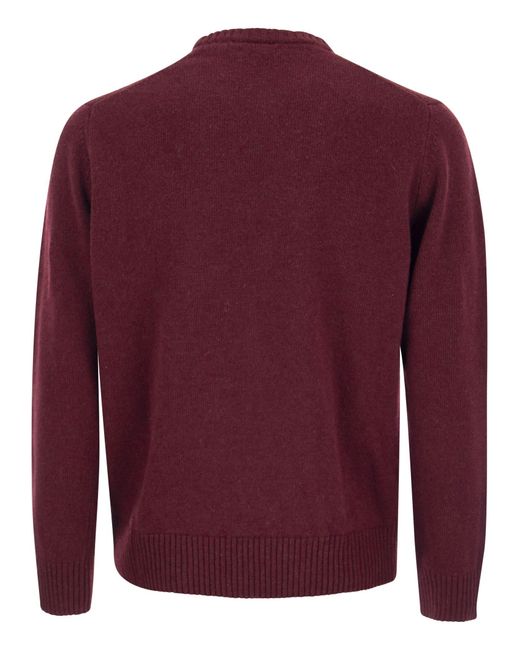 Paul & Shark Purple Wool Crew Neck With Arm Patch