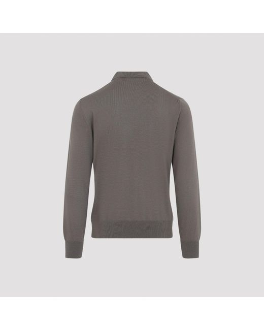 Brioni Gray Long Sleeves Zip Polo For for men