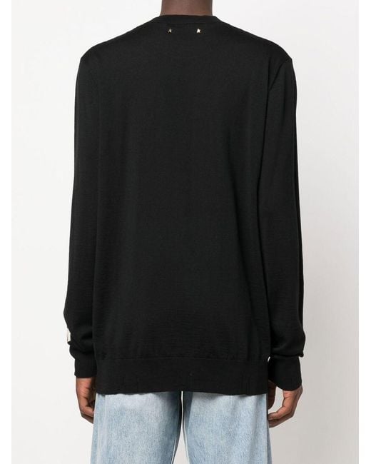 Golden Goose Deluxe Brand Black Golden M's Regular Knit Crew Neck Light Wool Merino