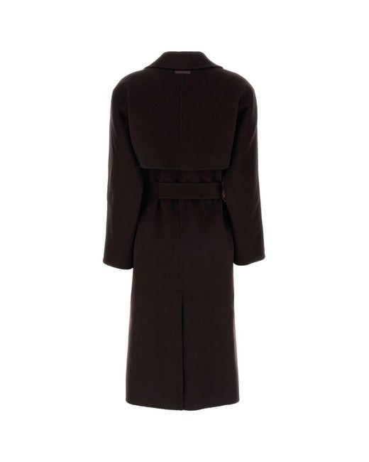Calvin Klein Black Dark Brown Wool Blend Coat