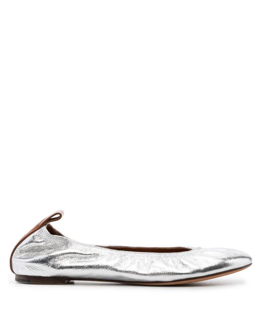 Lanvin White Metallic Leather Ballerina Shoes for men