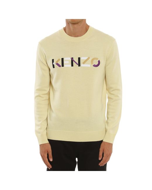 Pull de laine de logo KENZO pour homme en coloris Yellow