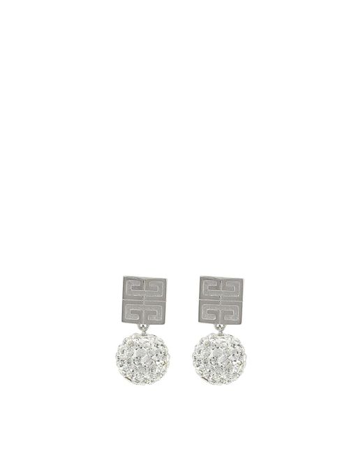 Givenchy White 4g Earrings In Metal With Crystals