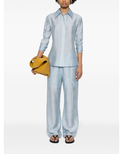 Rodebjer Blue Lunara Pants Wide Full Length 2400348