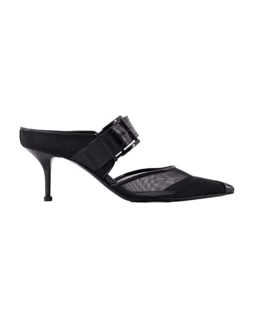 McQueen Black Punk Buckle Pumps
