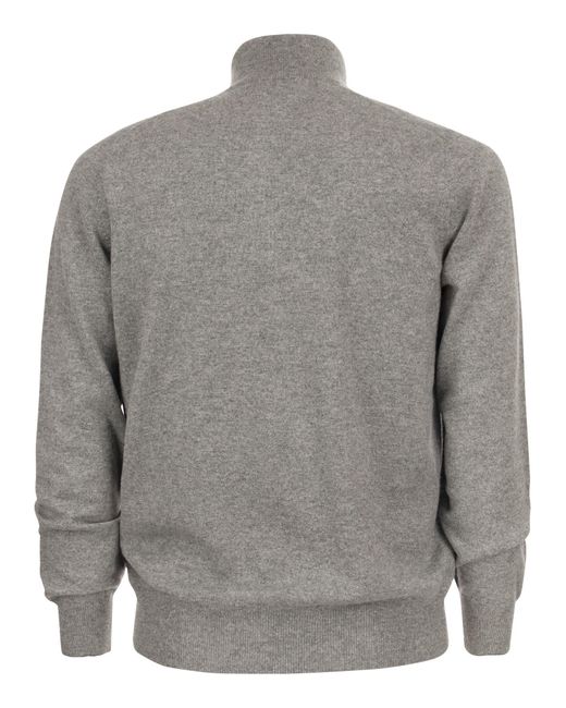 Brunello Cucinelli Cashmere Therteck Sweater mit Reißverschluss in Gray für Herren