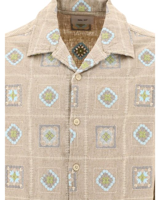 NN07 Natural "Julio" Embroidered Shirt for men