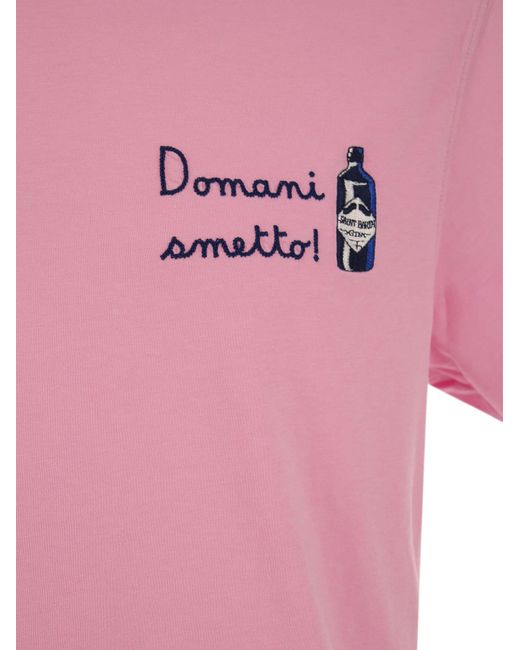 Mc2 Saint Barth Cotton T -shirt Met Domani Smetto -print in het Pink voor heren