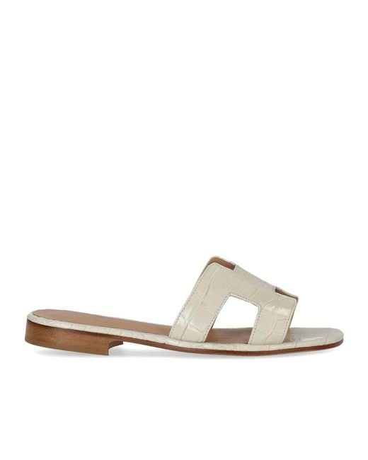 Paolo Ferrara White Croco Print Sandal