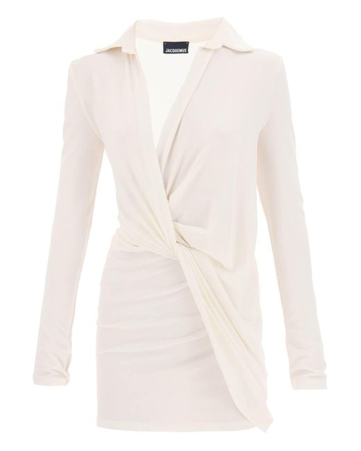 La robe bahia jersey mini robe Jacquemus en coloris White