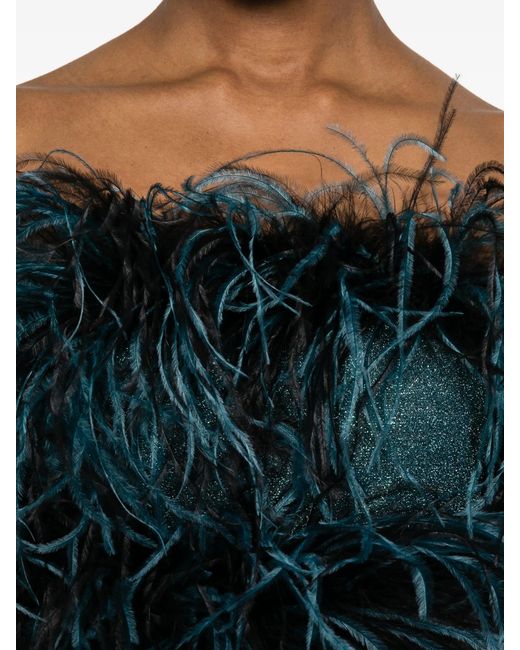 Oseree Green Fluffy Mini Dress
