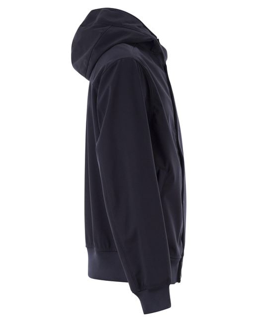 Stone Island Blue Jacket With Hood And Water- And Wind-Resistant Membrane for men