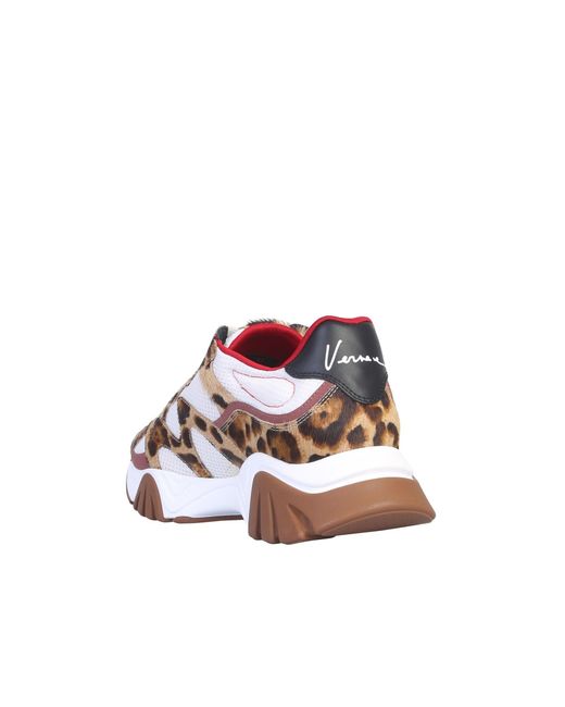 Versace Brown Shark Leopard Pony Sneaker